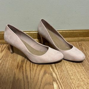 Suede soft pink 2” heels.